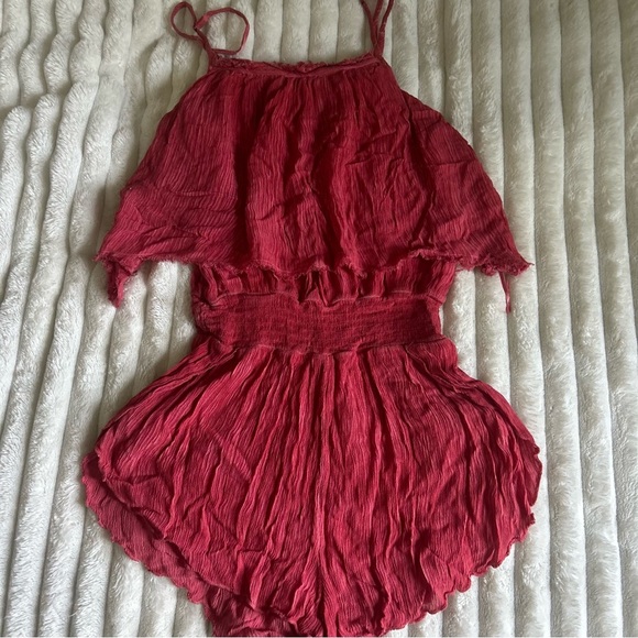 NWOT RipCurl Womens Small Flowy Coral Romper - Picture 1 of 7